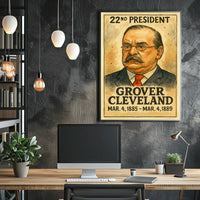 Grover Cleveland 22nd President of the United States Exaggerated Cartoon Sketch Poster