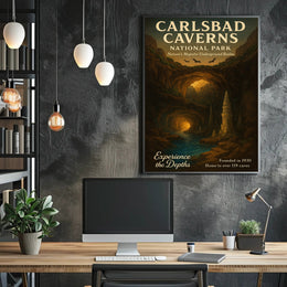 Carlsbad Caverns Vintage Travel Art National Park Poster