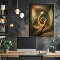 Surreal Hand and Sphere Realistic Geometric Abstract Poster
