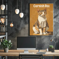 Cornish Rex Cat Portrait Digital Painting Wall Poster