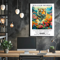 Majestic Tiger in Dreamlike Garden: Abstract or Artistic Poster
