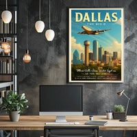 Dallas Travel Poster: Bold Vintage Cityscape Adventure PosterGoat