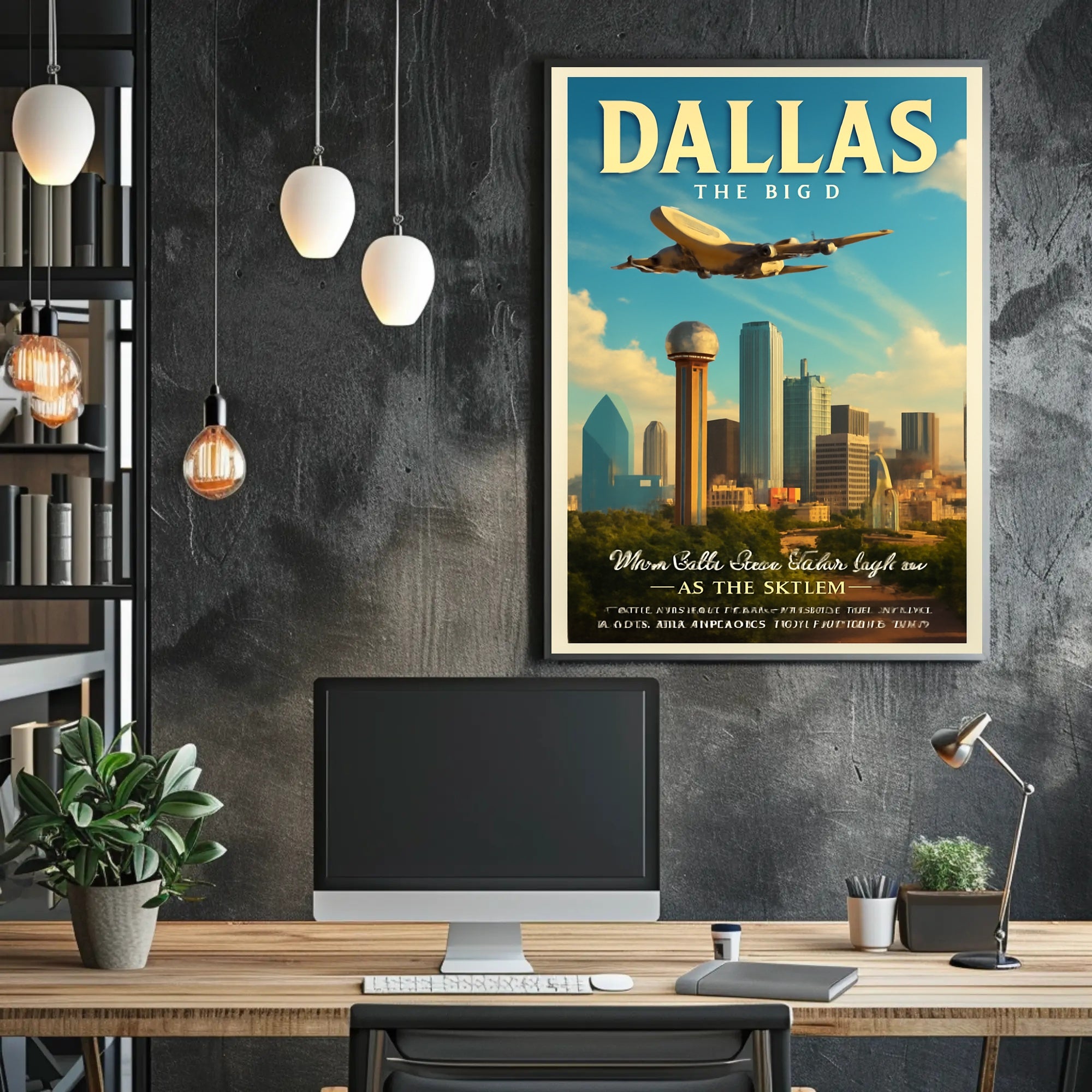 Dallas Travel Poster: Bold Vintage Cityscape Adventure PosterGoat