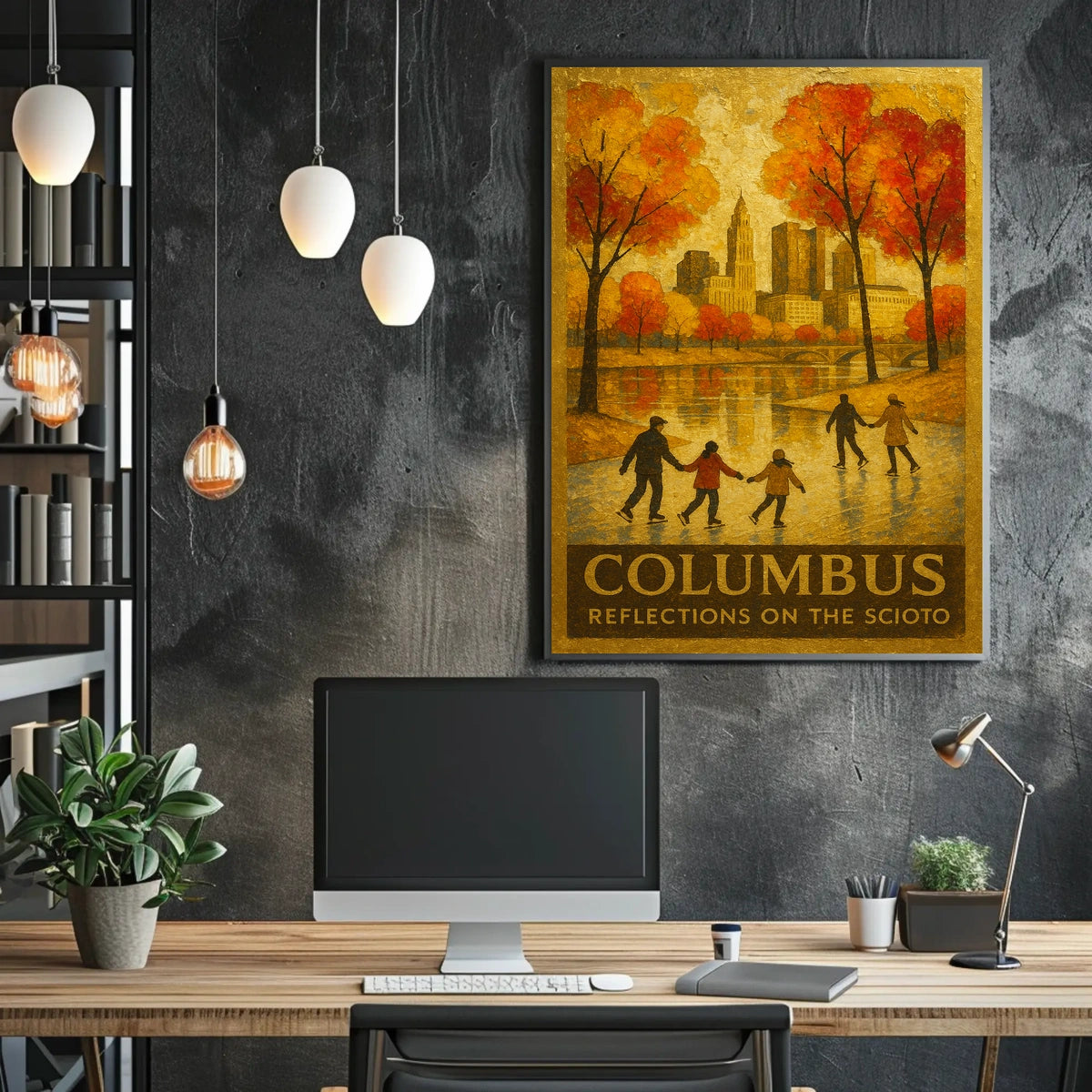 Columbus Reflections On The Scioto Poster