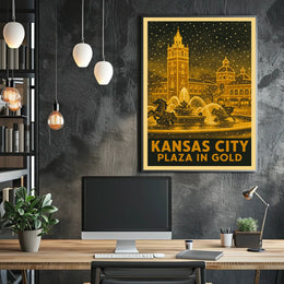 Kansas City Plaza in Gold Poster
