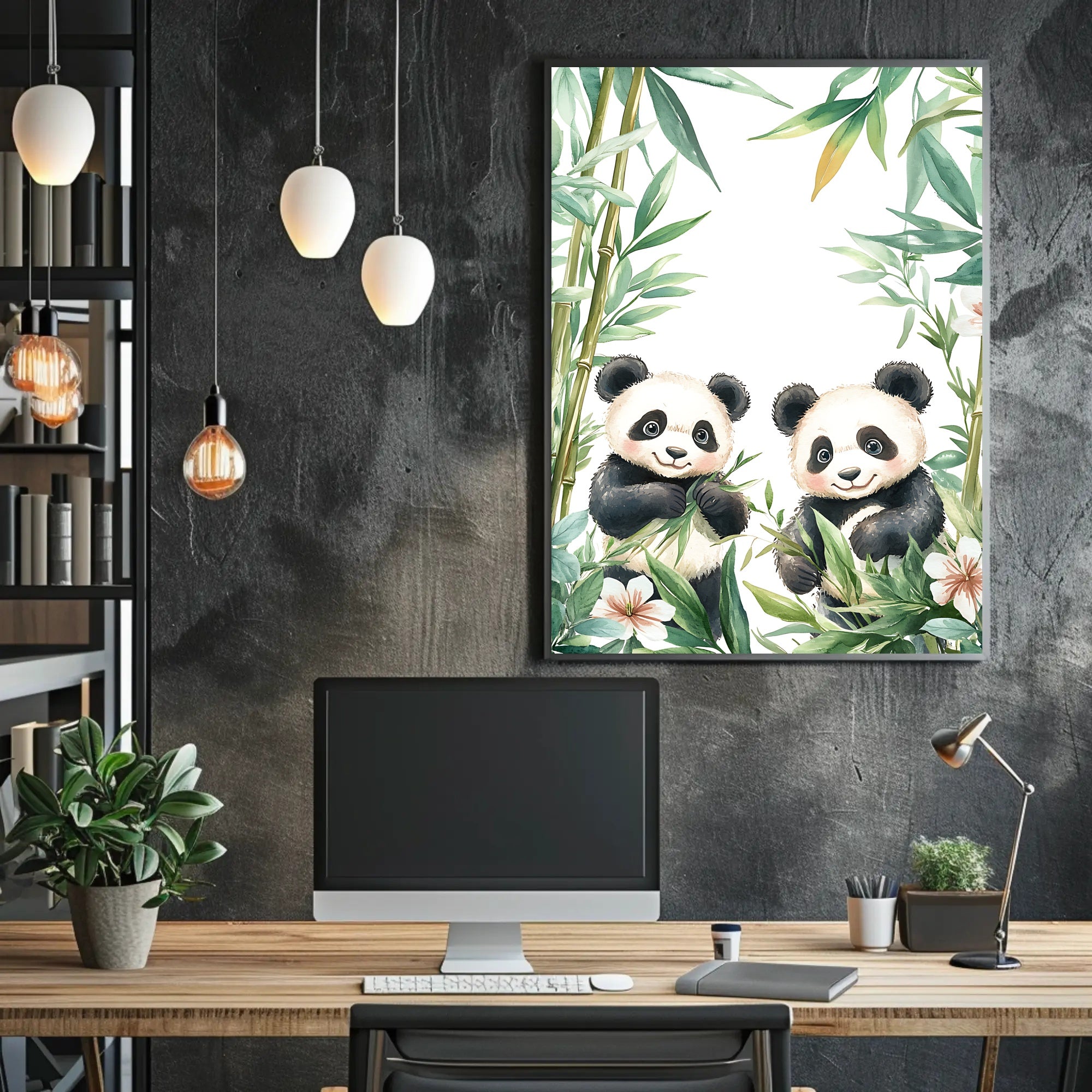 Enchanting Pandas in Bamboo Animal Poster