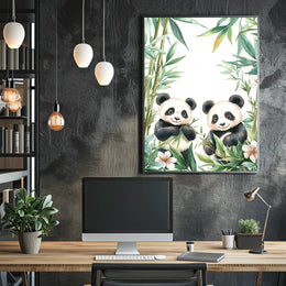 Enchanting Pandas in Bamboo Animal Poster