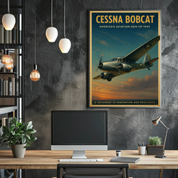 Cessna Bobcat Vintage Aviation Poster: Inspiring Flight Art