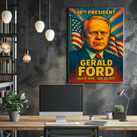Gerald Ford 38th President of the United States Colorful Comic Book Style Poster