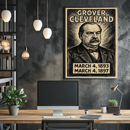 Grover Cleveland 24th President of the United States B & W Comic Sketch Poster