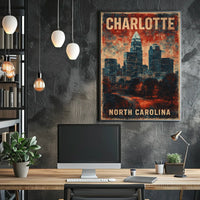 Charlotte Skyline North Carolina Modern Home Office Poster