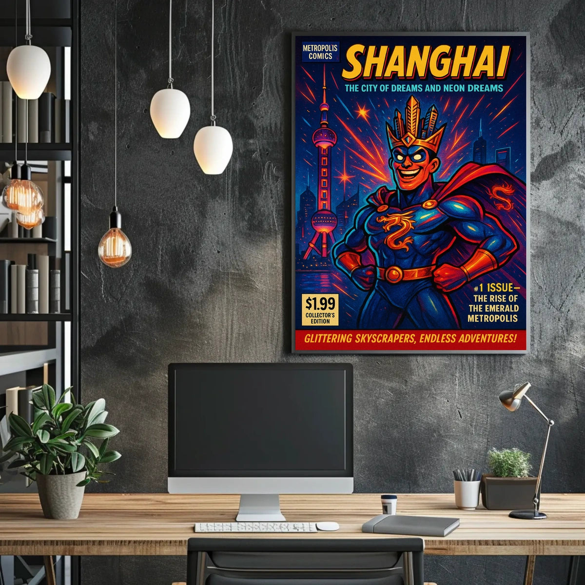 Shanghai The City of Dreams and Neon Dreams Poster