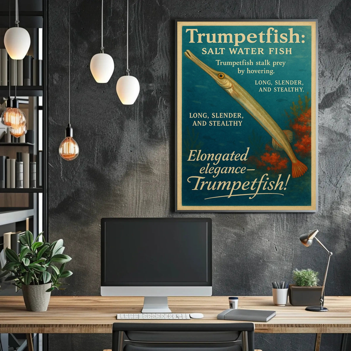 Trumpetfish Salt Water Elegance Poster