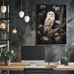 Barn Owl Elegance Perched Animal Poster