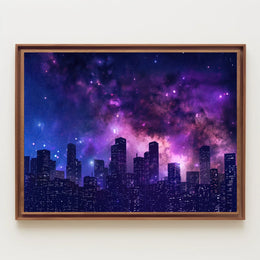 Cityscape Under the Stars Poster