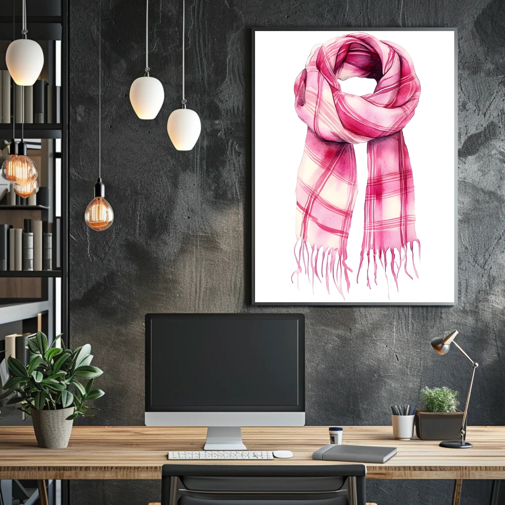 Striped Scarf Art Poster Vintage Scenic Wall Art