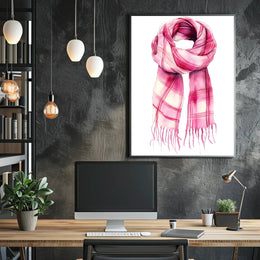 Striped Scarf Art Poster Vintage Scenic Wall Art