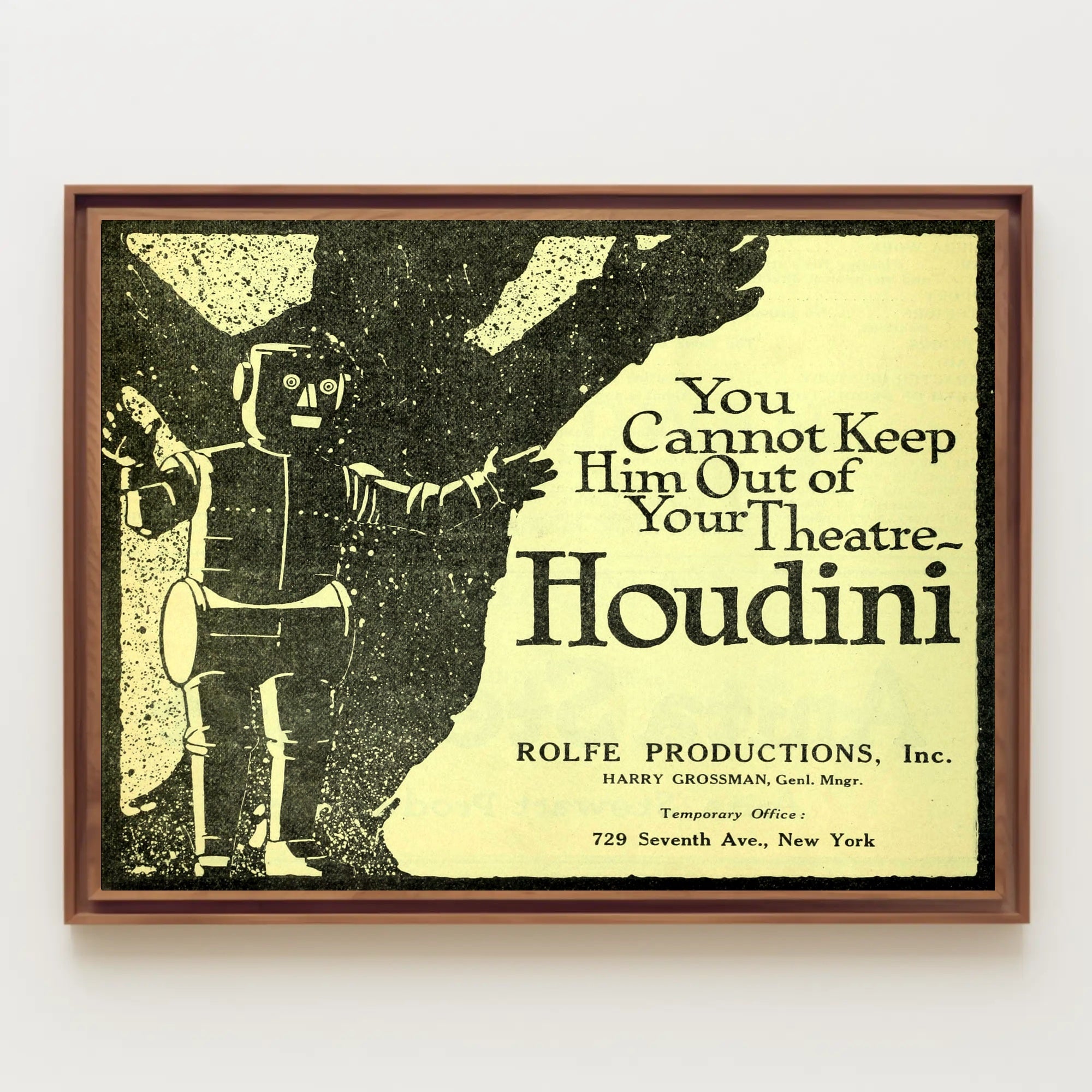 Houdini Robot Theater Vintage Advertisement - Cultural or Heritage Poster