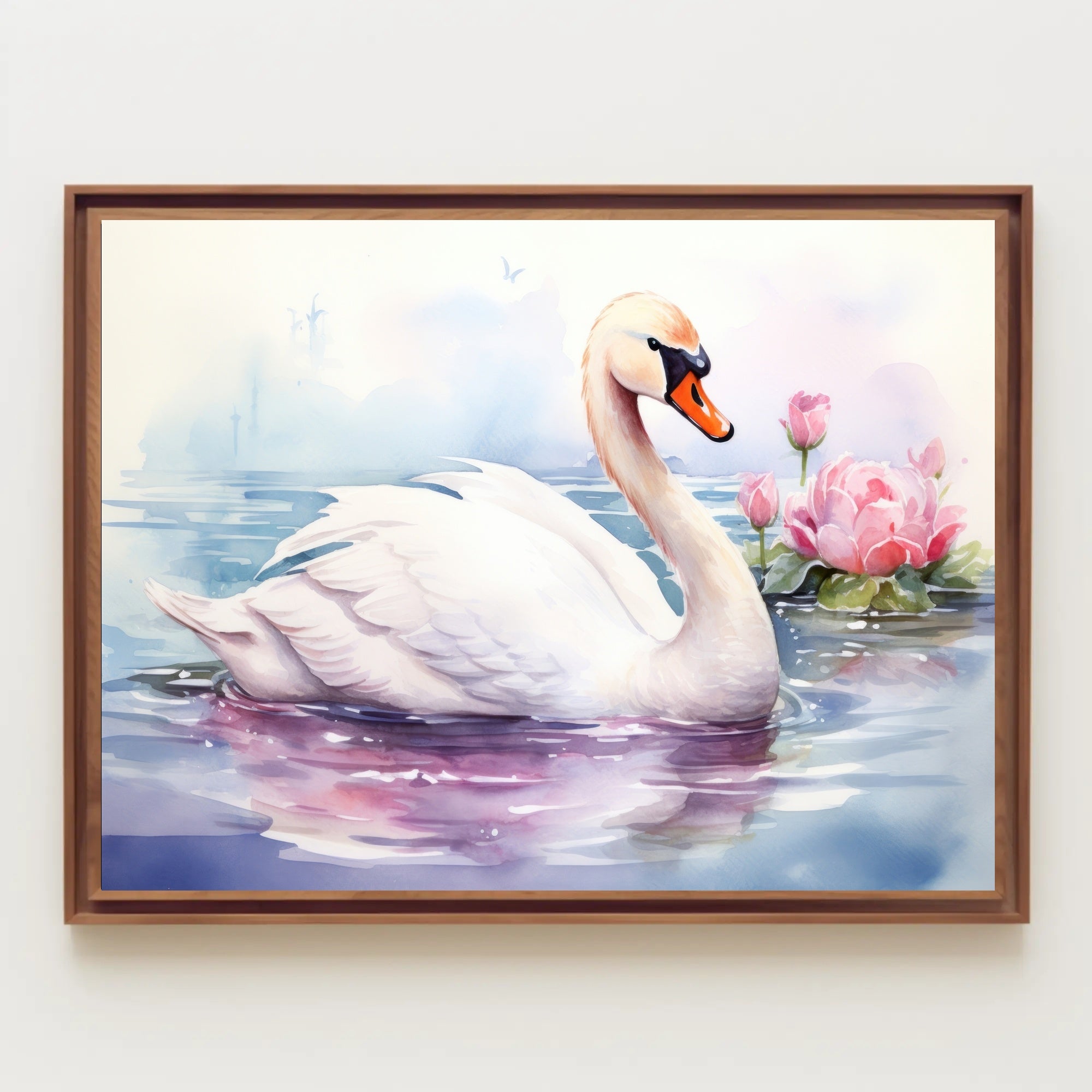 Serene Swan in Watercolor Poster PosterGoat
