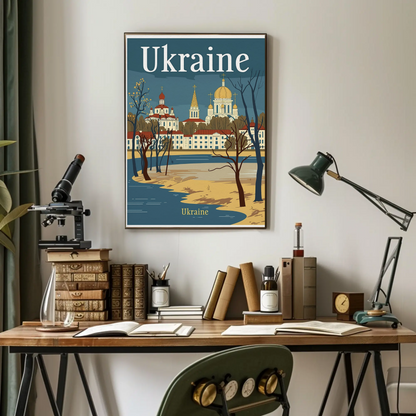 Ukraine Cityscape Vintage Poster