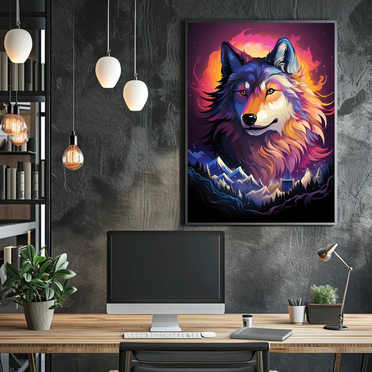 Mystical Wolf Surrealism Poster: Nature's Dreamscape