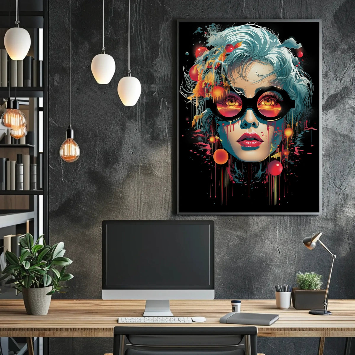 Surreal Sunset Reflection Art Poster with Abstract Flair