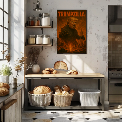 Trumpzilla Parody Vintage Travel Poster Funny Political Art
