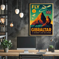 Fly Gibraltar Adventure in Vintage Travel Poster PosterGoat