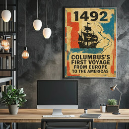 1492 Voyage Discovery Historical Vintage Art Poster