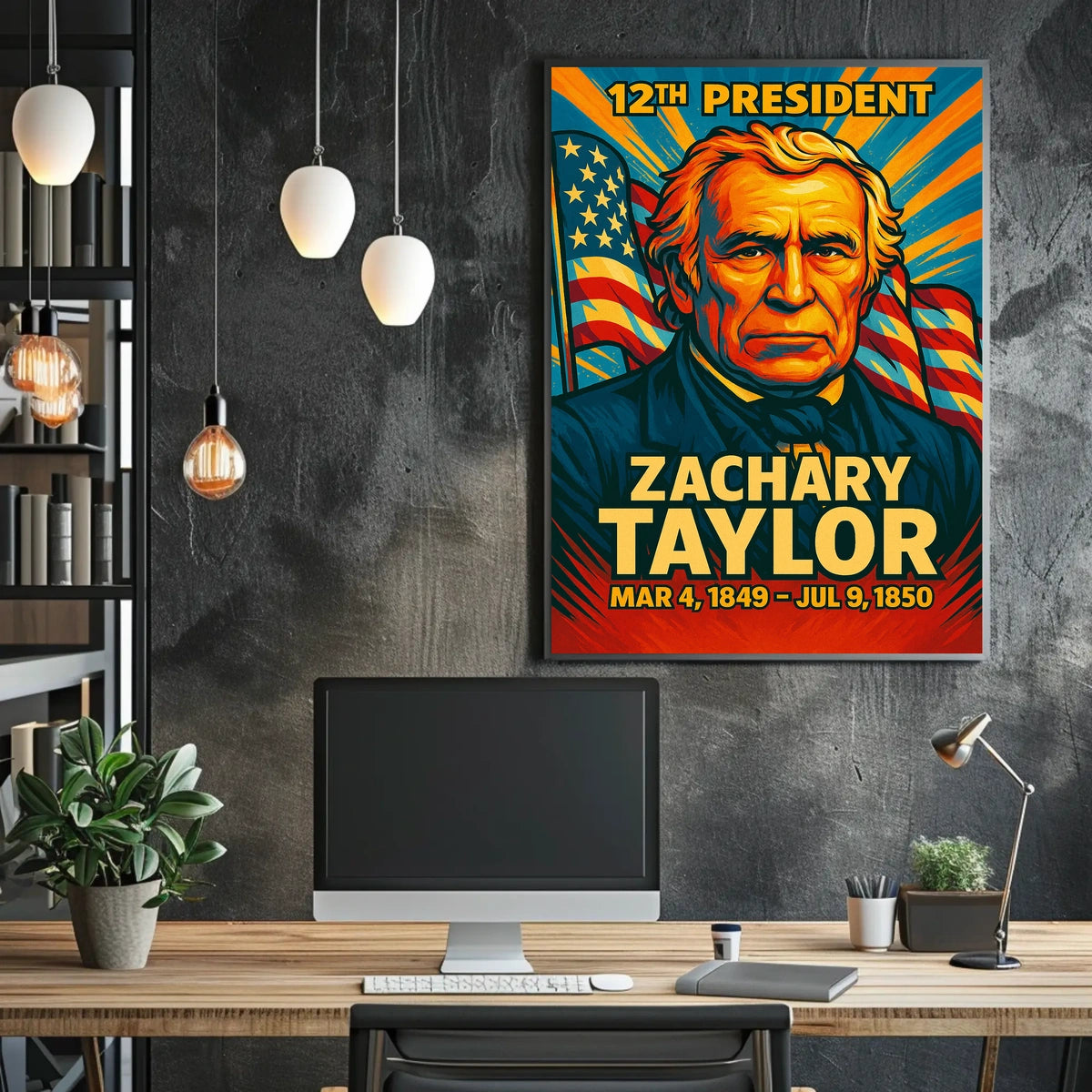 Zachary Taylor 12th President of the United States Colorful Comic Book Style Poster