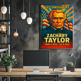 Zachary Taylor 12th President of the United States Colorful Comic Book Style Poster