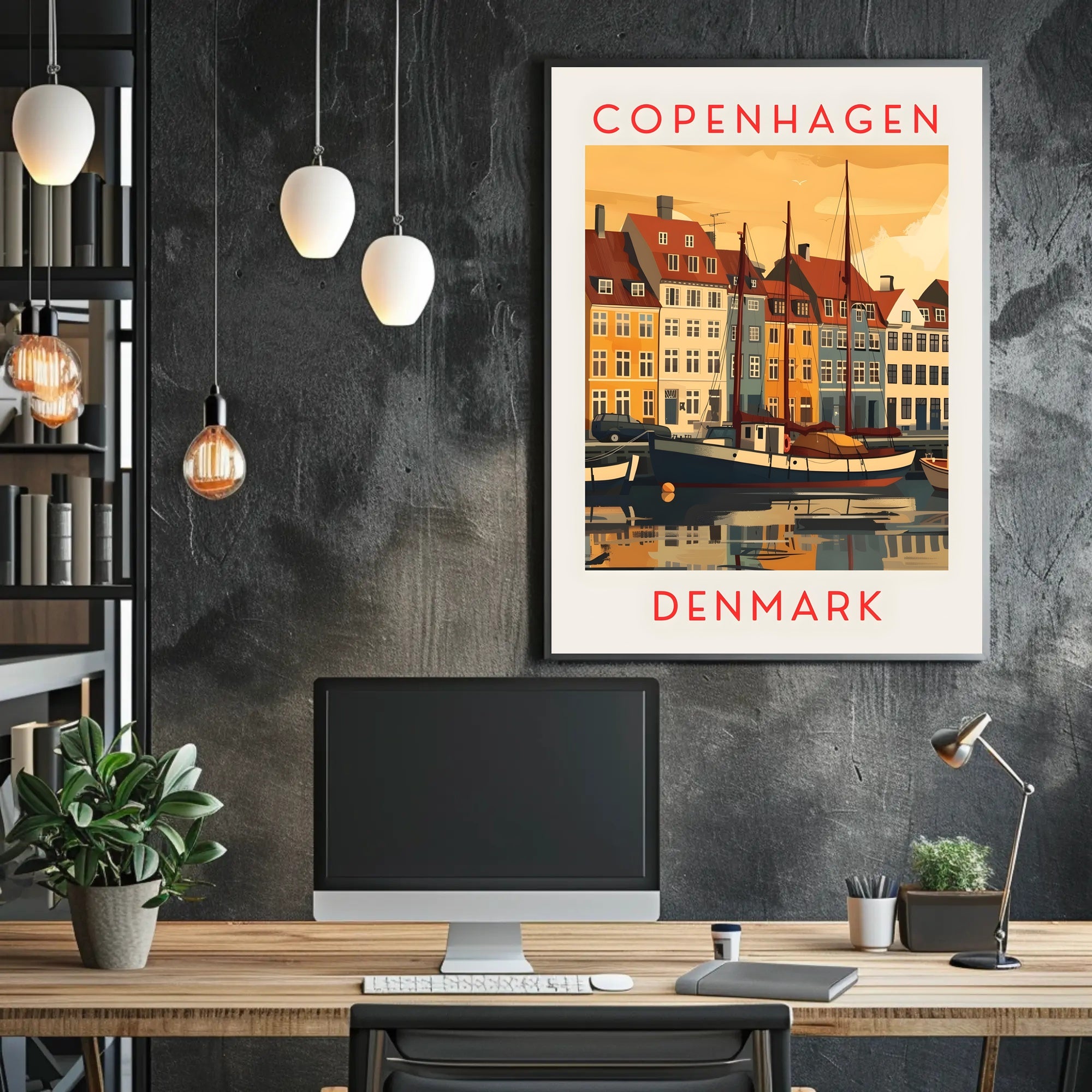 Copenhagen Harbor Scene Poster