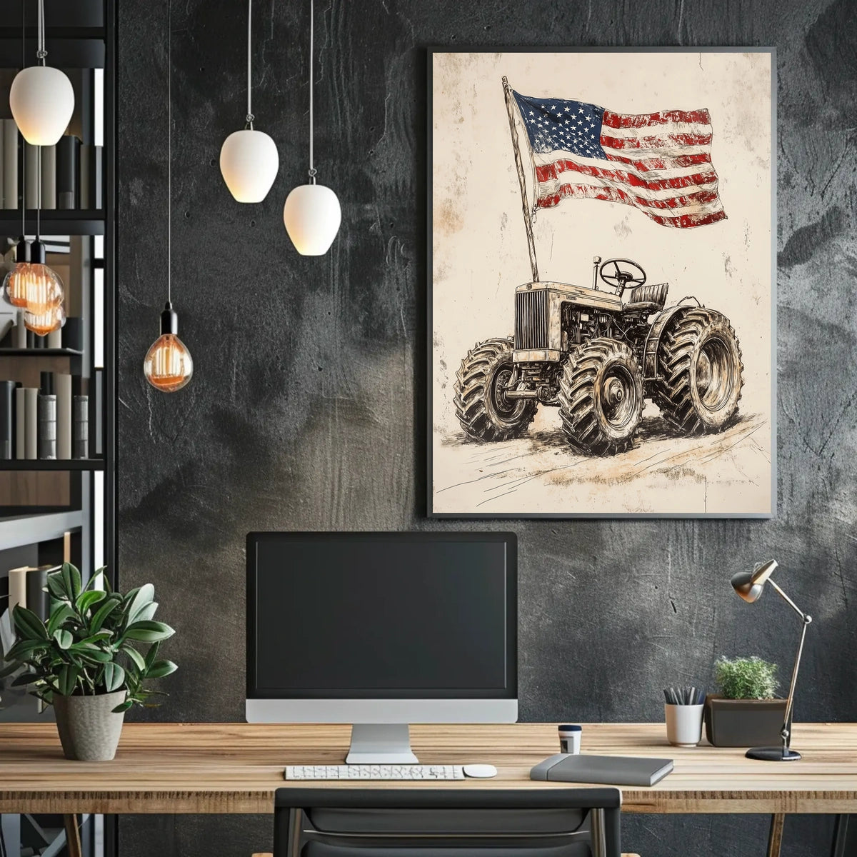 old fashioned farm tractor Poster