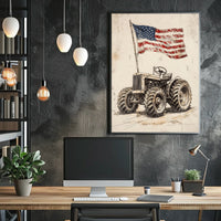 old fashioned farm tractor Poster