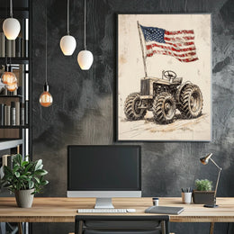 old fashioned farm tractor Poster