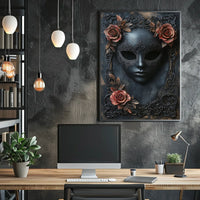 Ornate Black Mask Gothic Artistry Cultural Heritage Poster