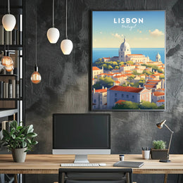 Lisbon Cityscape Coastal View Urban or Cityscape Poster