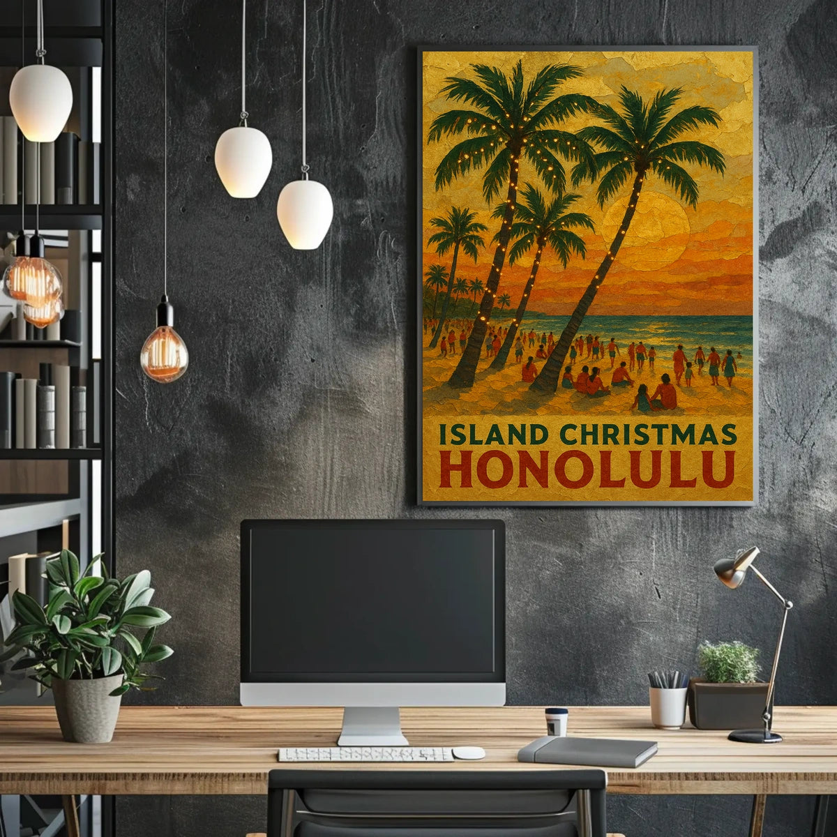Island Christmas In Honolulu Poster