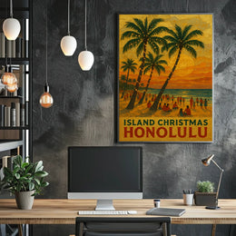 Island Christmas In Honolulu Poster
