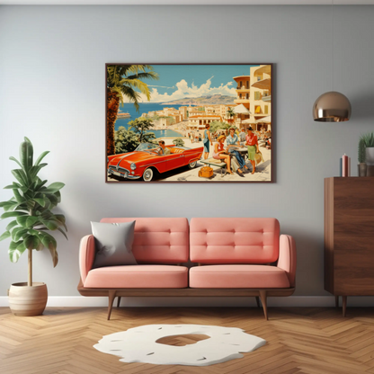 Mediterranean Coast Vintage Travel Poster