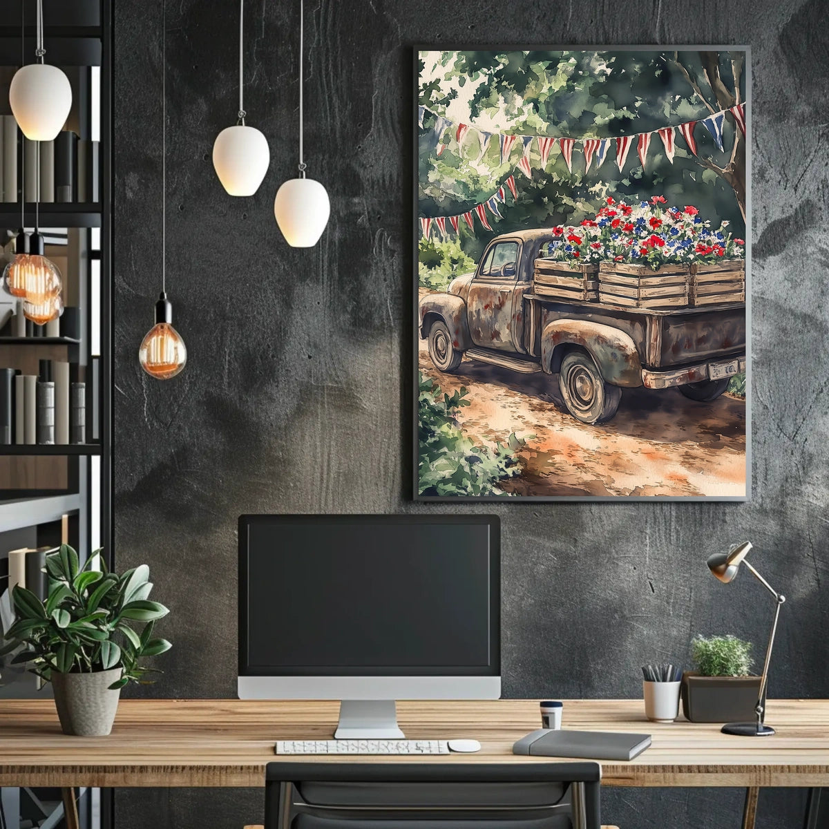 Vintage Weathered Pickup Truck Wall Art Decor Poster