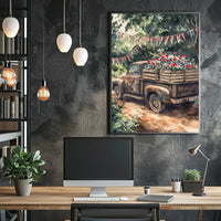 Vintage Weathered Pickup Truck Wall Art Decor Poster