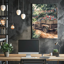 Vintage Weathered Pickup Truck Wall Art Decor Poster