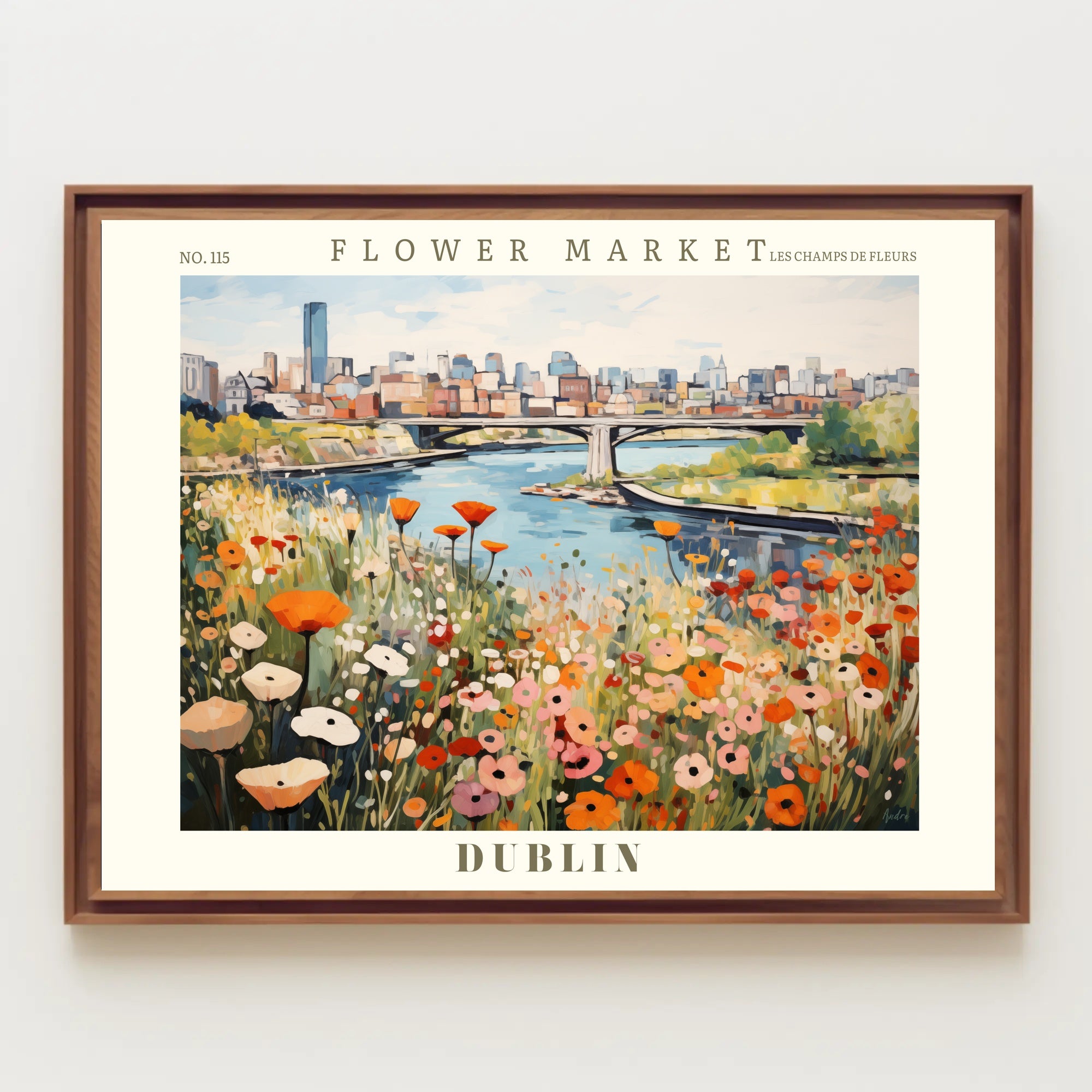 Vibrant Dublin Flower Market Impressionistic Urban or Cityscape Poster