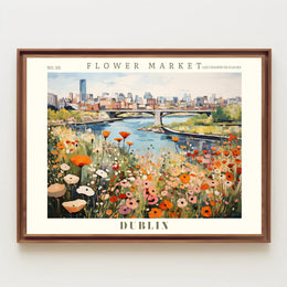 Vibrant Dublin Flower Market Impressionistic Urban or Cityscape Poster
