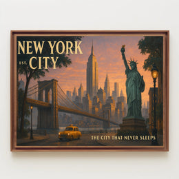 Iconic New York City Poster Vintage Travel Wall Art