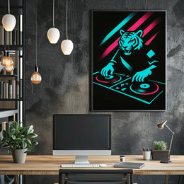 Neon Tiger Dj Poster