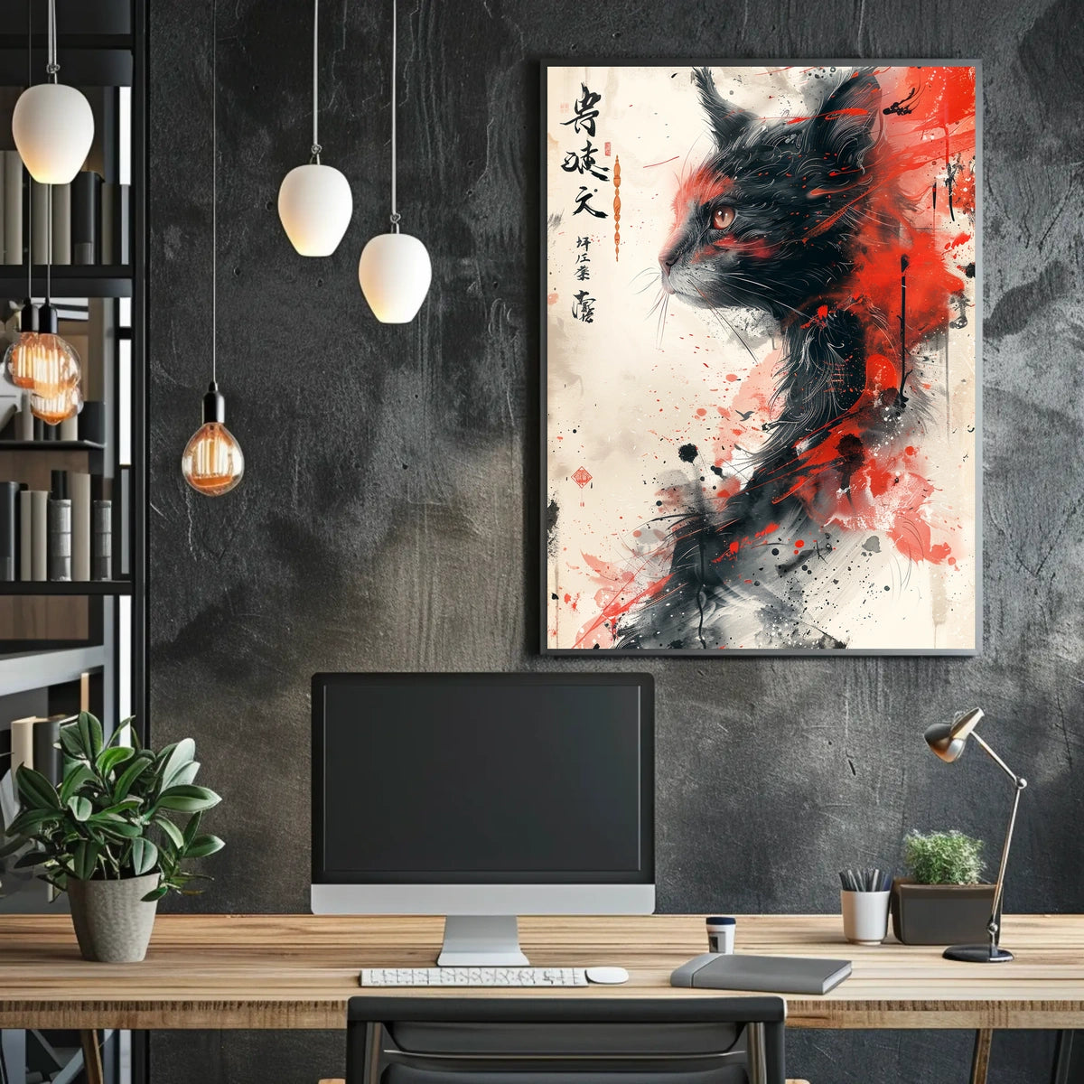 Feline Elegance In Abstract Abstract Poster