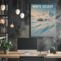White Desert Futuristic Sci-Fi Travel Poster