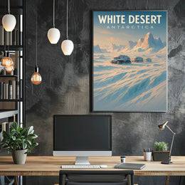 White Desert Futuristic Sci-Fi Travel Poster